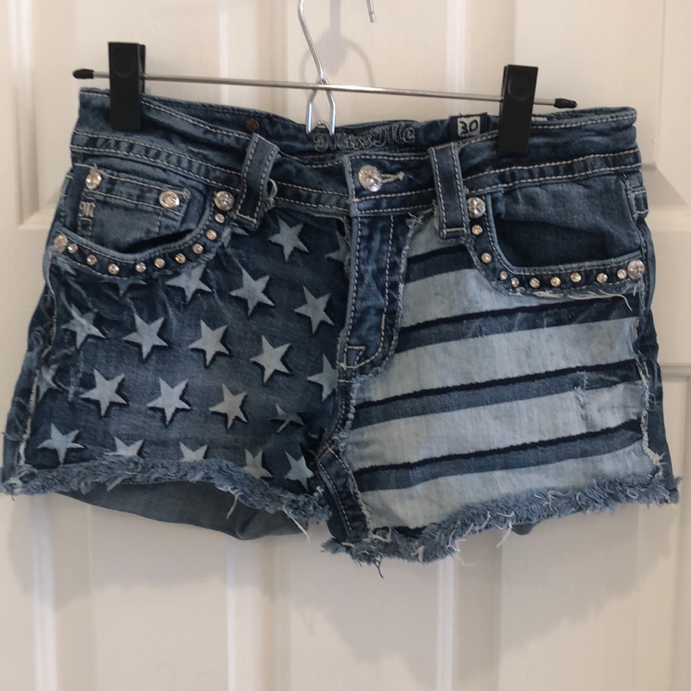 Stars and Stripes denim Miss Me shorts